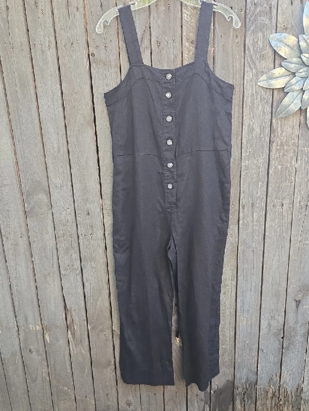 Everlane black 100% linen jumpsuit